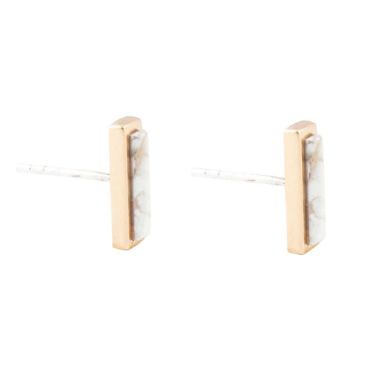 Short Linear White Picture Jasper and Bronze Stud - Barse Jewelry - Flyclothing LLC