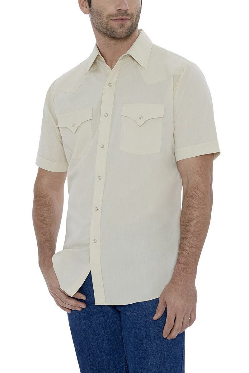 Men's Ely Cattleman Short Sleeve Solid Western Snap Shirt