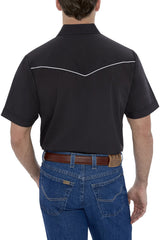 Men's Ely Cattleman Short Sleeve Solid Western Snap Shirt with Contrast Piping