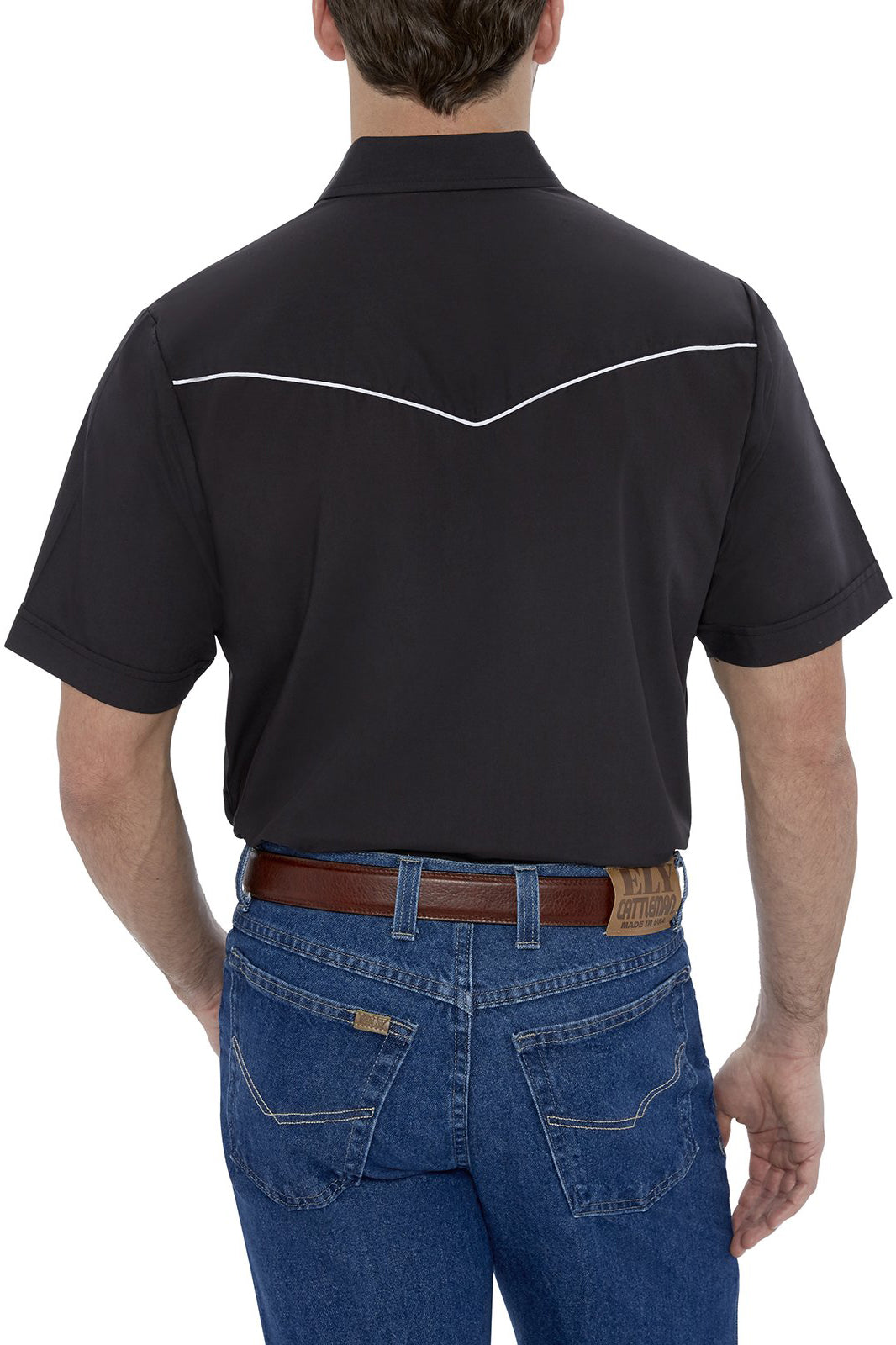 Men's Ely Cattleman Short Sleeve Solid Western Snap Shirt with Contrast Piping
