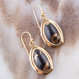 Shungite Matrix and Bronze Drop Earrings