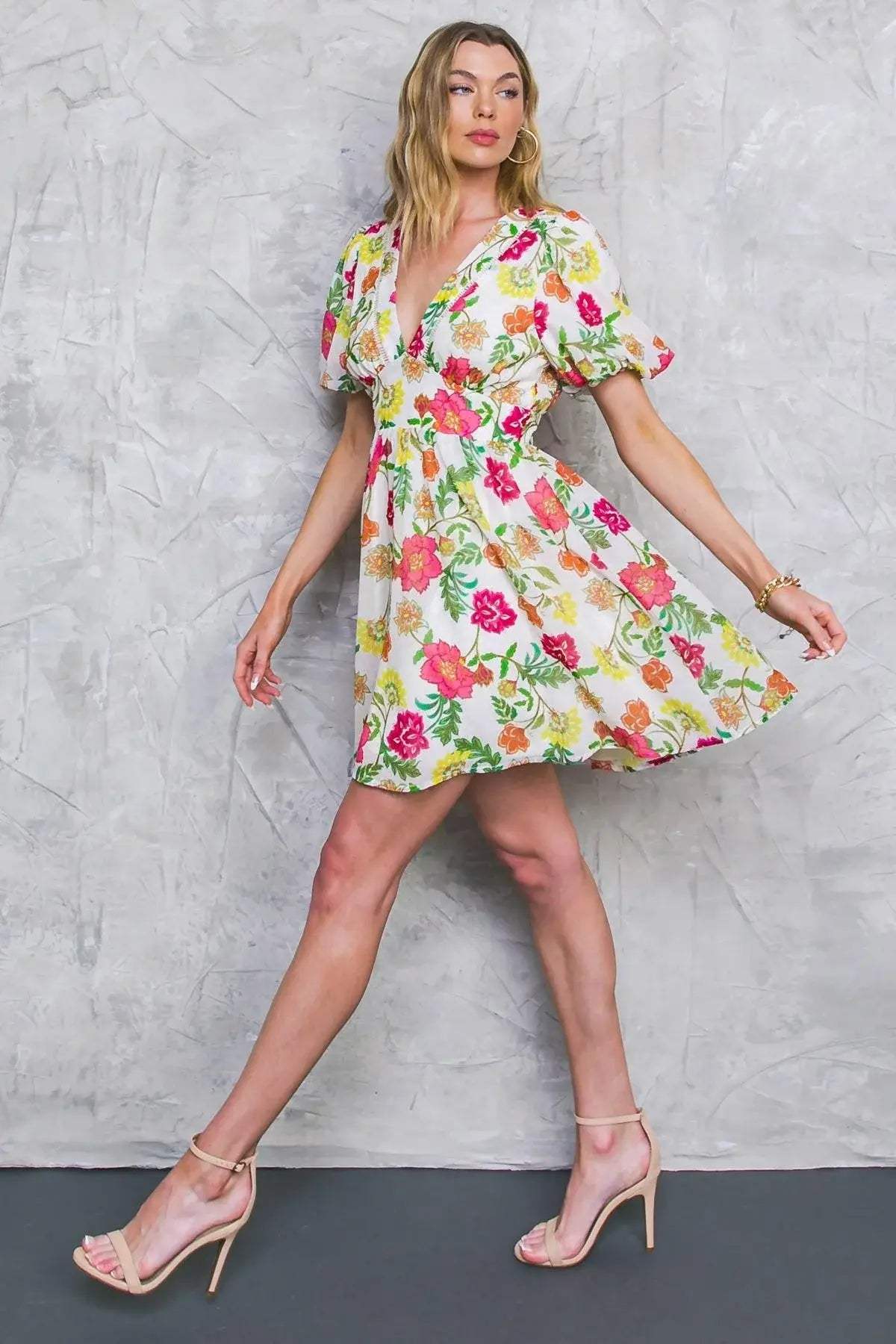 FREE ME TODAY FLORAL WOVEN MINI DRESS - Flying Tomato - Flyclothing LLC