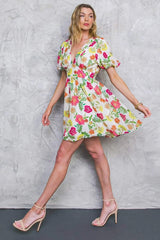FREE ME TODAY FLORAL WOVEN MINI DRESS - Flying Tomato - Flyclothing LLC
