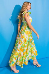 VACATION VIEWS FLORAL WOVEN MIDI DRESS - Flying Tomato - Flyclothing LLC