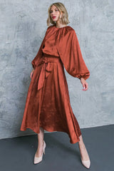 PROGRESS OVER PERFECTION SATIN MIDI DRESS - Flying Tomato - Flyclothing LLC