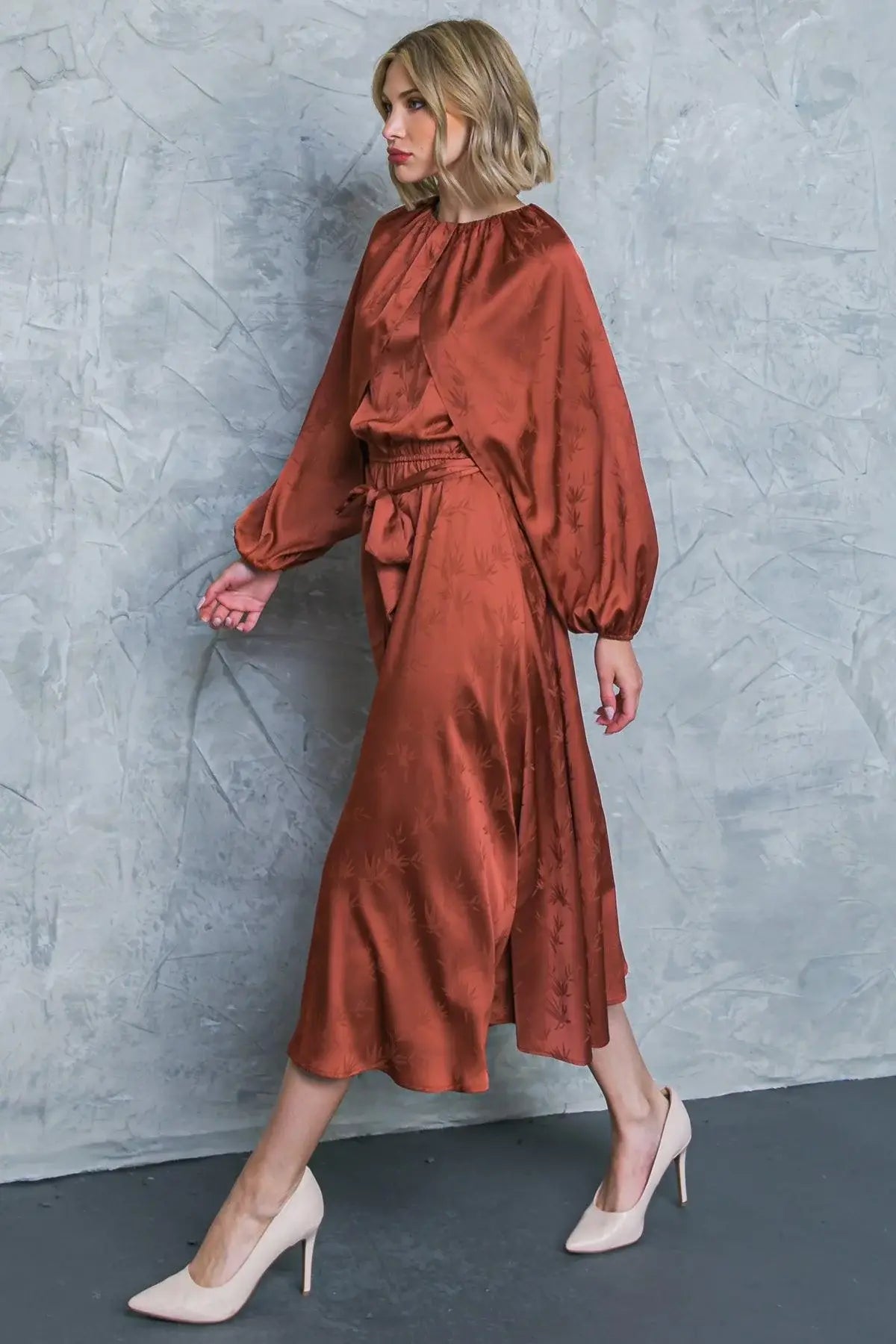 PROGRESS OVER PERFECTION SATIN MIDI DRESS - Flying Tomato - Flyclothing LLC