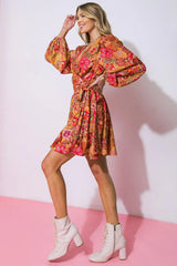 AROUND THE TIME WOVEN MINI DRESS - Flying Tomato - Flyclothing LLC