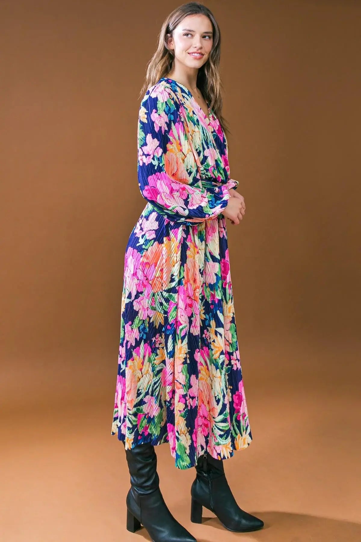 BREATHTAKING MOMENT WOVEN PLISSE MIDI DRESS - Flying Tomato - Flyclothing LLC