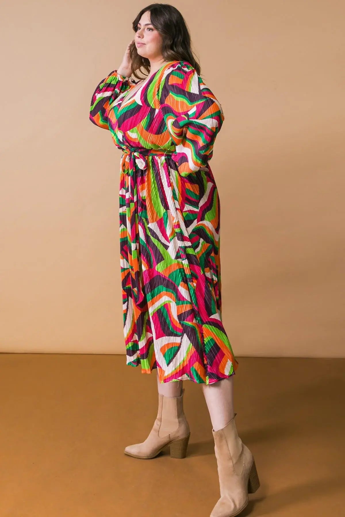 DESTINED TO IMPRESS PLISSE MIDI DRESS - Flying Tomato - Flyclothing LLC