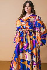 BOLD ADVENTURES WOVEN SATIN MIDI DRESS - Flying Tomato - Flyclothing LLC