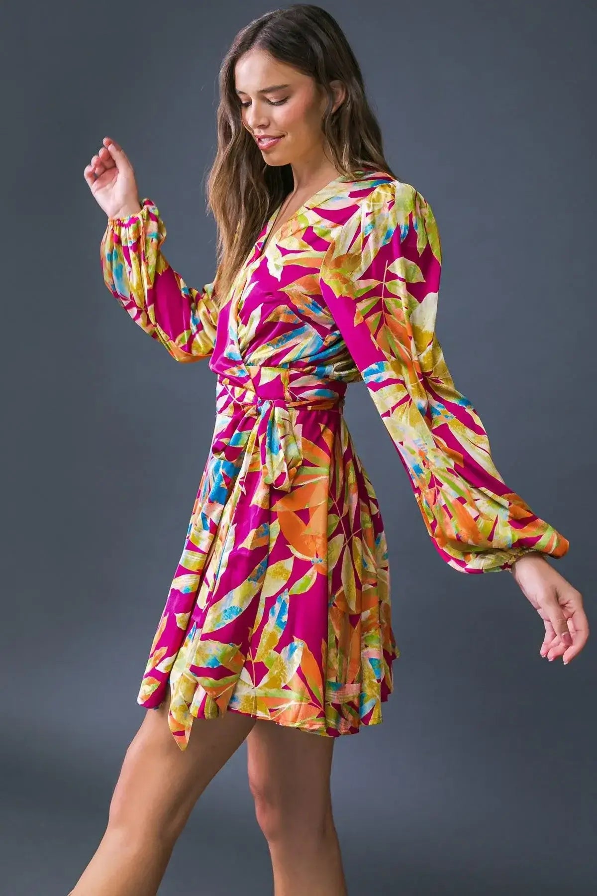 ALL FALL LONG WOVEN MINI DRESS - Flying Tomato - Flyclothing LLC