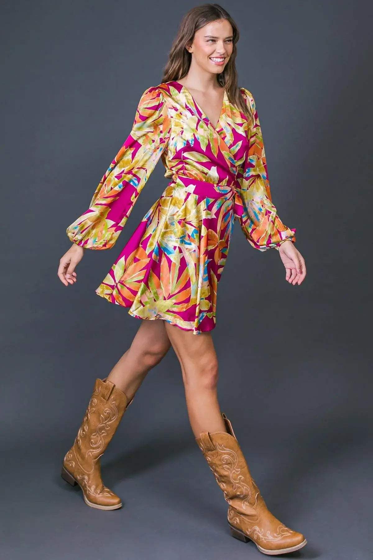 ALL FALL LONG WOVEN MINI DRESS - Flying Tomato - Flyclothing LLC