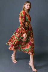 LET IT HAPPEN WOVEN ORGNZA MIDI DRESS - Flying Tomato - Flyclothing LLC
