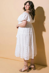 CATCHING MY BREATH EYELET MIDI DRESS - Flying Tomato - Flyclothing LLC