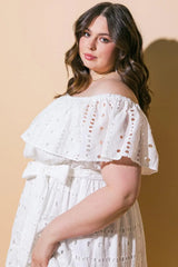 CATCHING MY BREATH EYELET MIDI DRESS - Flying Tomato - Flyclothing LLC