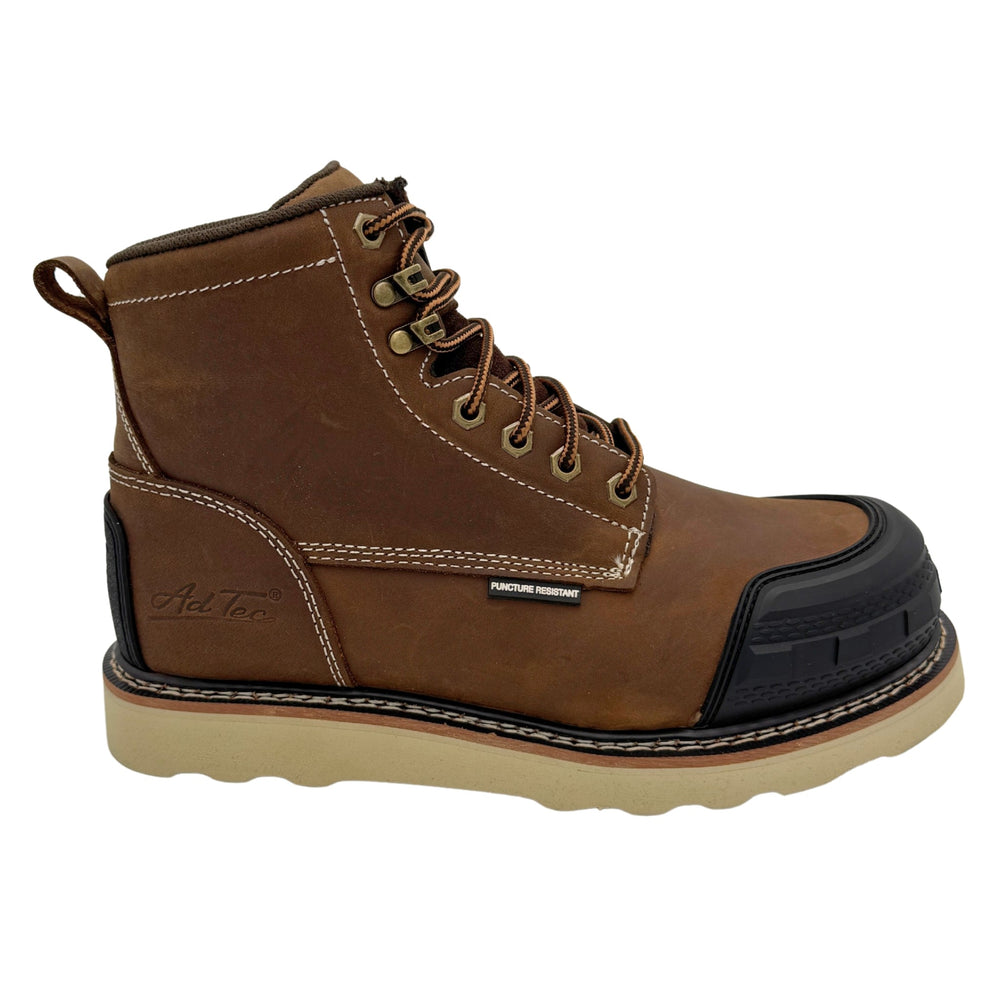adtec guardian men s 6 rubber toe work boot brown soft toe puncture resistant eh slip resistant 9270