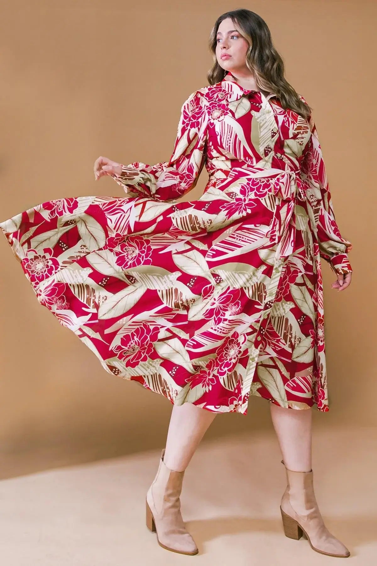HEART OF WOVEN MIDI DRESS - Flying Tomato - Flyclothing LLC