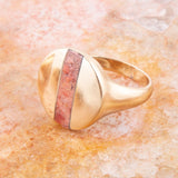 Signet Orange Sponge Coral and Golden Circle Ring - Barse Jewelry