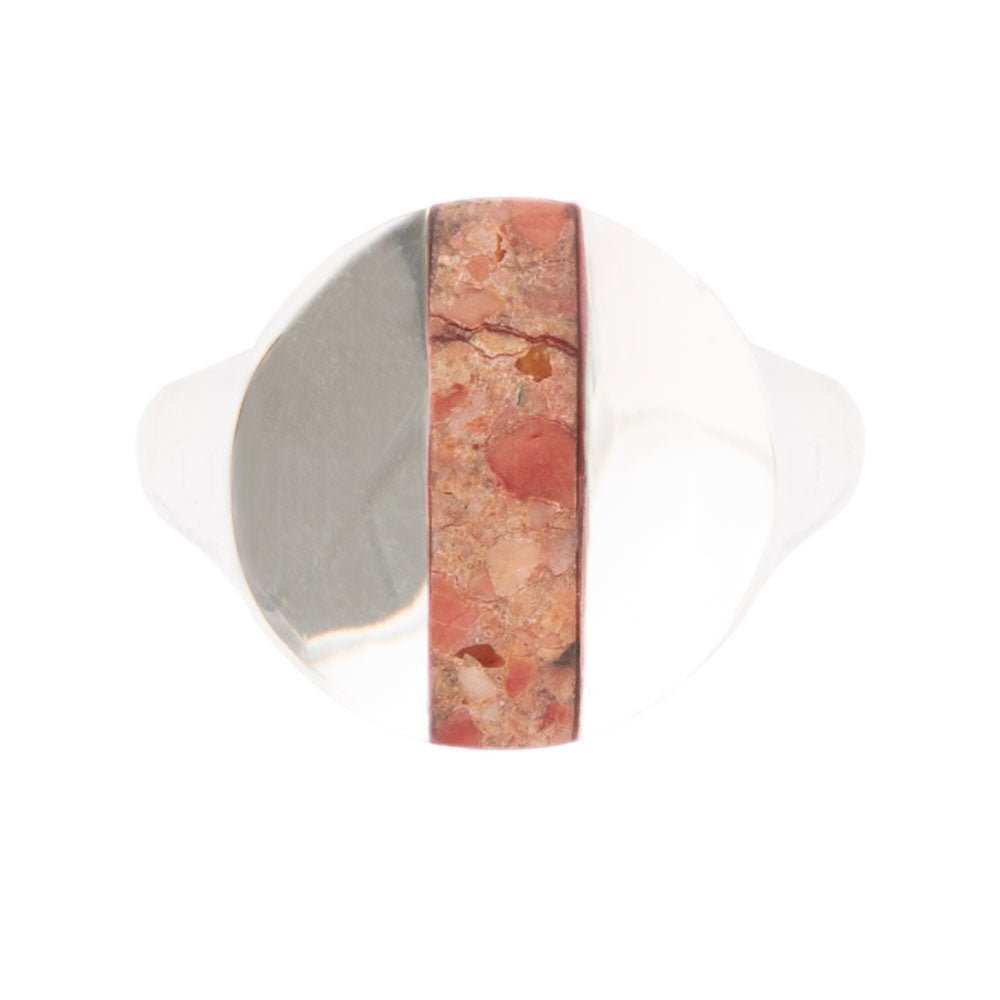 Signet Orange Sponge Coral and Sterling Silver Circle Ring - Barse Jewelry - Flyclothing LLC
