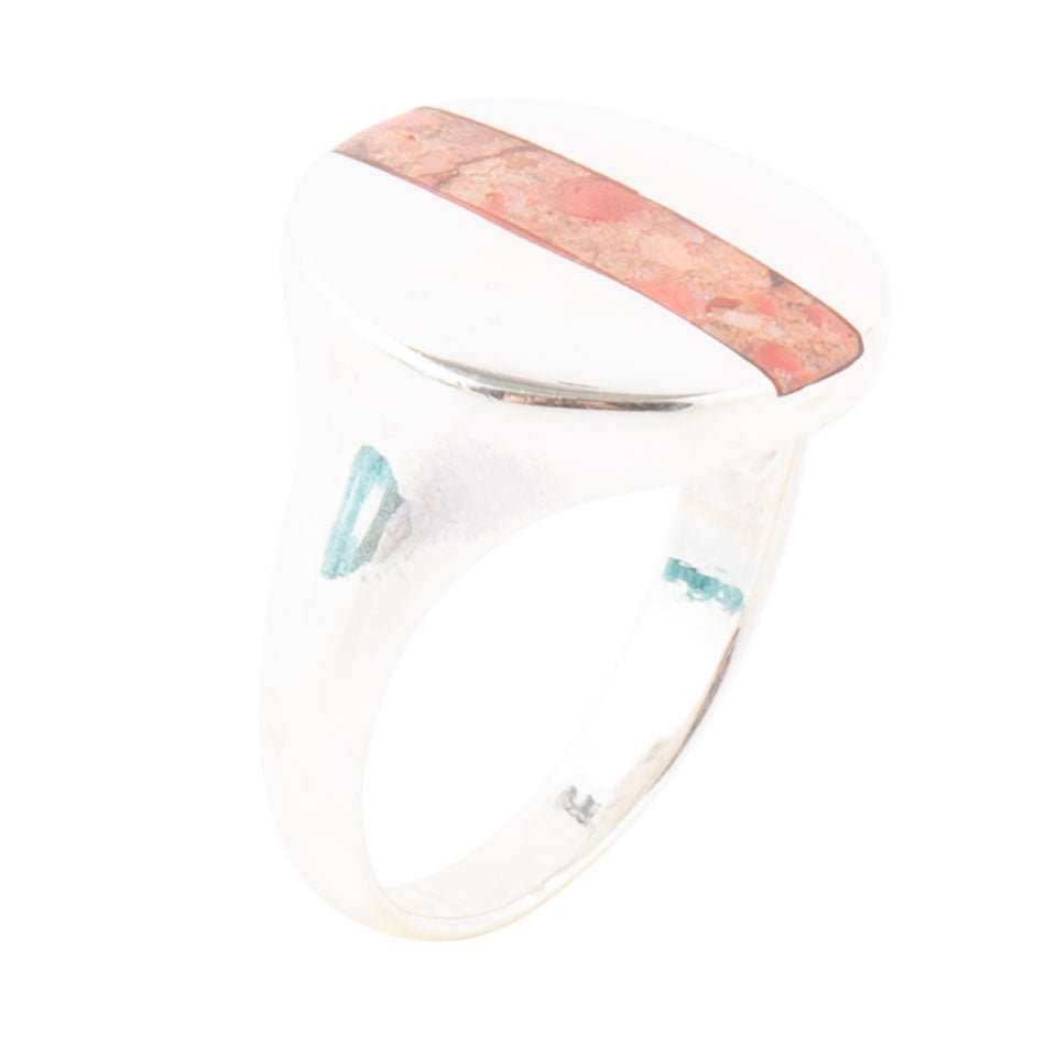 Signet Orange Sponge Coral and Sterling Silver Circle Ring - Barse Jewelry - Flyclothing LLC