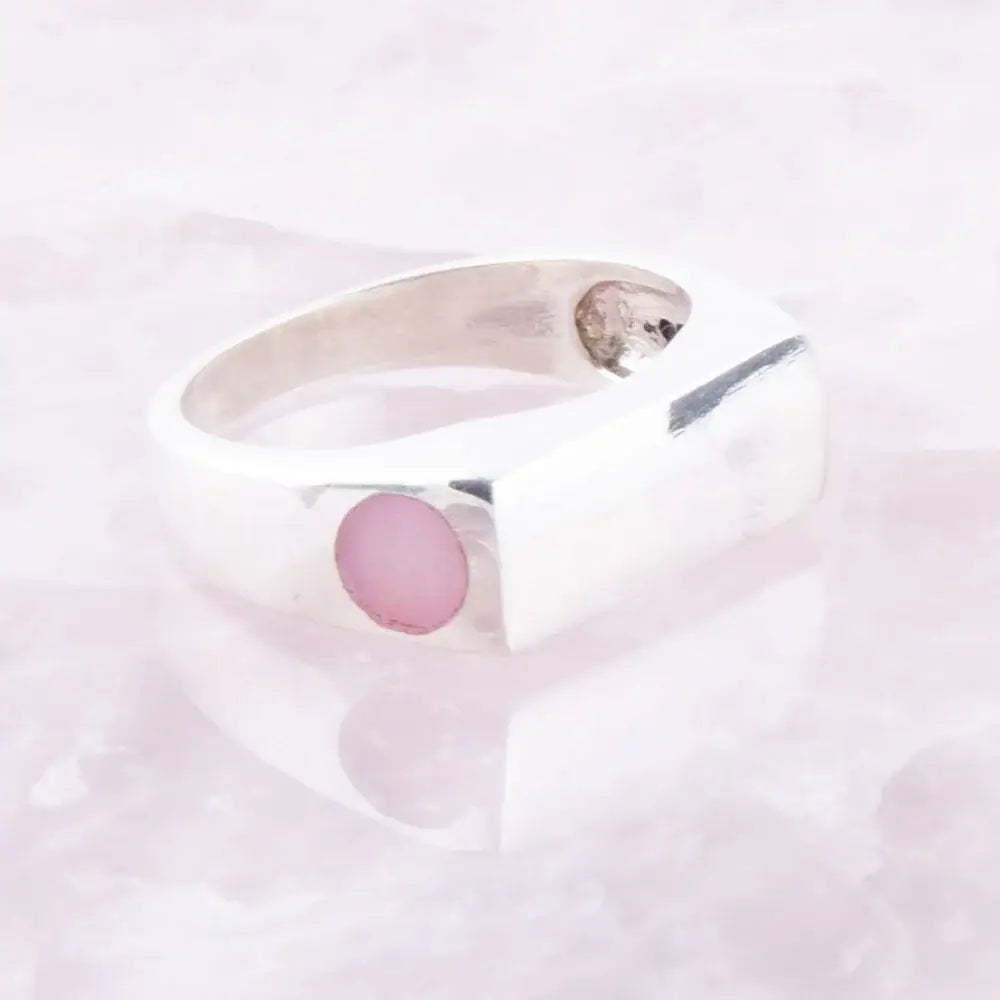 Signet Pink Opal and Sterling Silver In The Hole Ring - Barse Jewelry - Flyclothing LLC