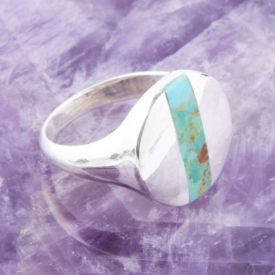 Signet Turquoise and Sterling Silver Circle Ring - Barse Jewelry - Flyclothing LLC