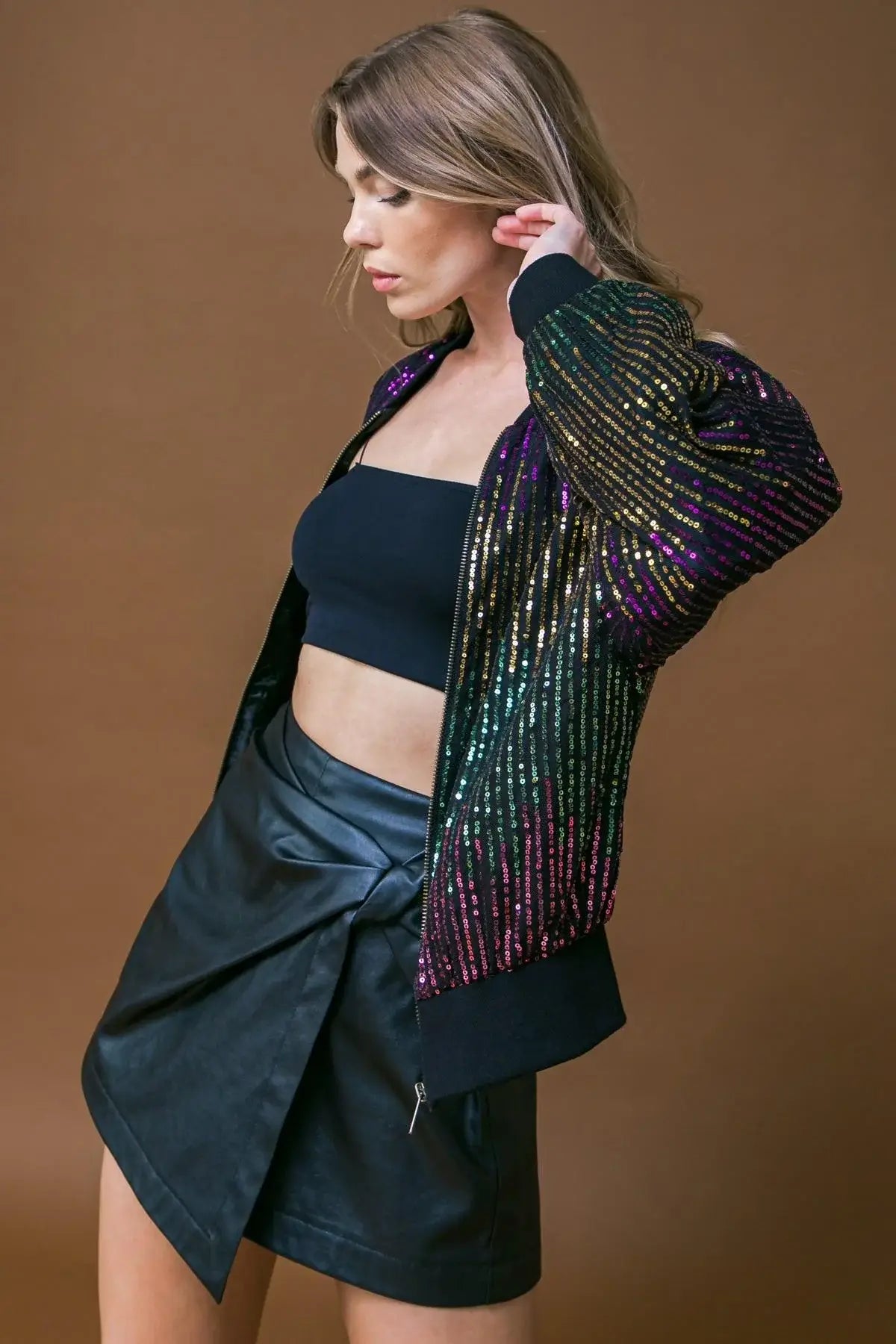 ENTERTAIN ME SEQUIN BOMBER JACKET - Flying Tomato - Flyclothing LLC