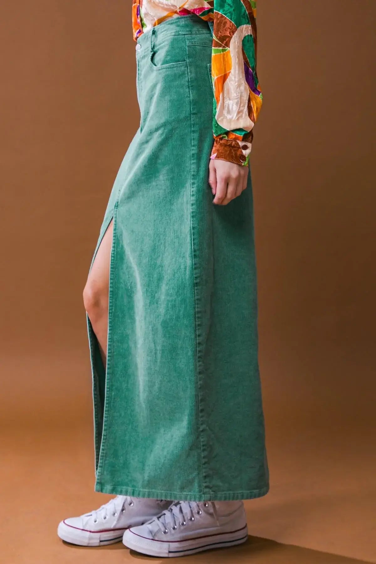 PERFECT PICK CORDUROY MIDI SKIRT - Flying Tomato - Flyclothing LLC