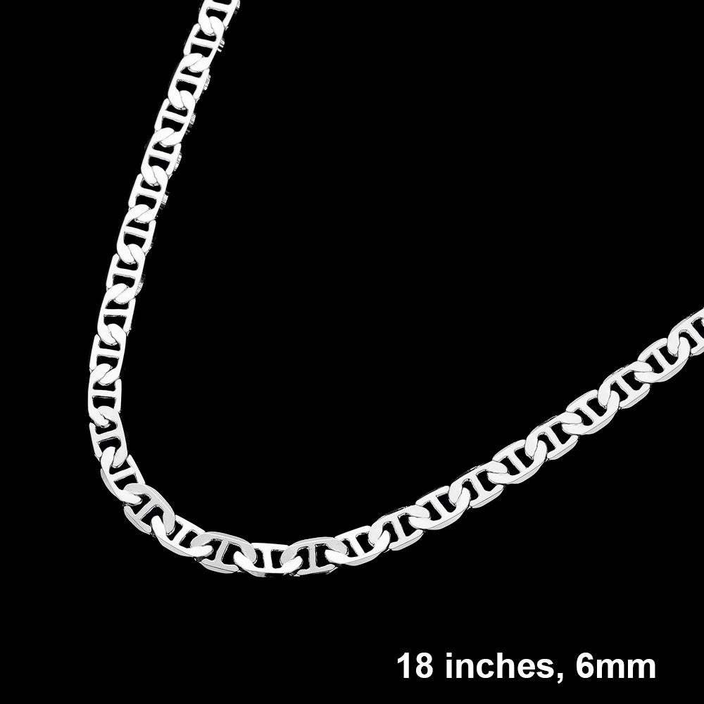 Silver Plated 18 Inch 6mm Mariner Metal Chain Necklace - Madeline Love - Flyclothing LLC