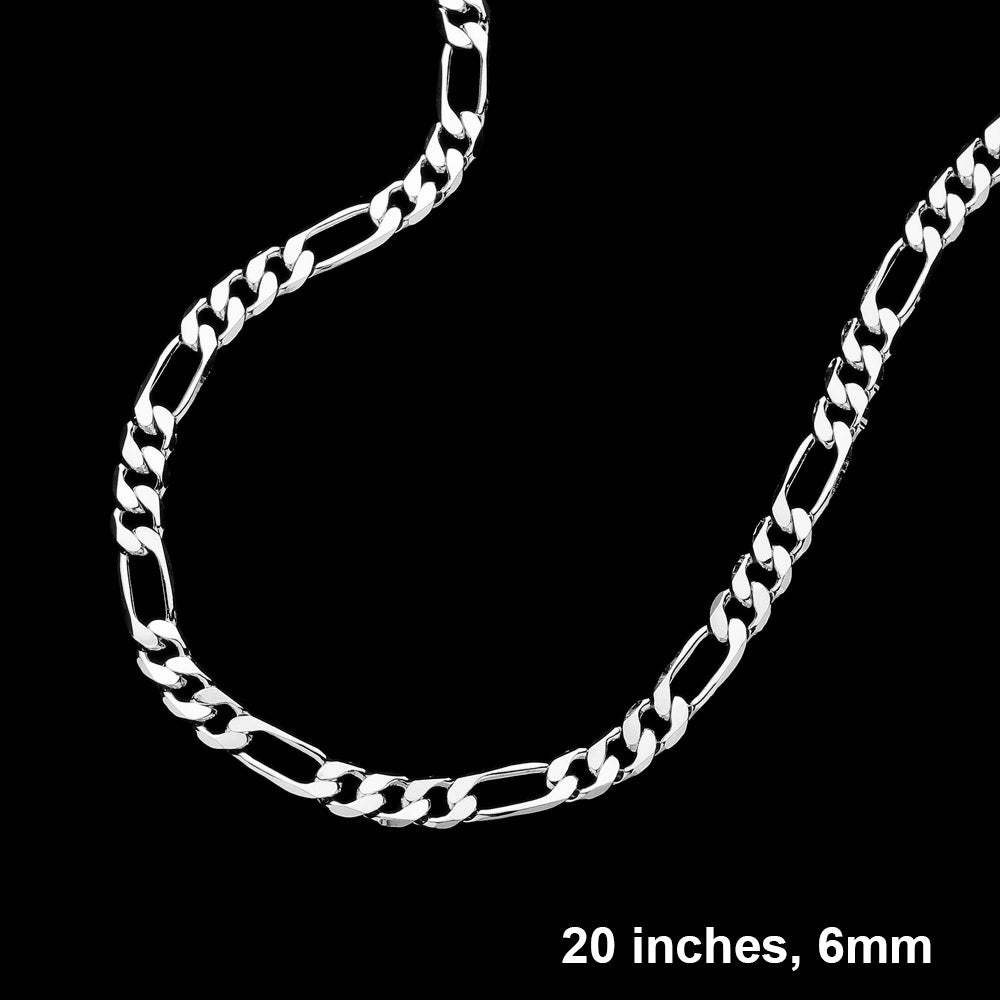 Silver Plated 20 Inch 6mm Figaro Metal Chain Necklace - Madeline Love - Flyclothing LLC