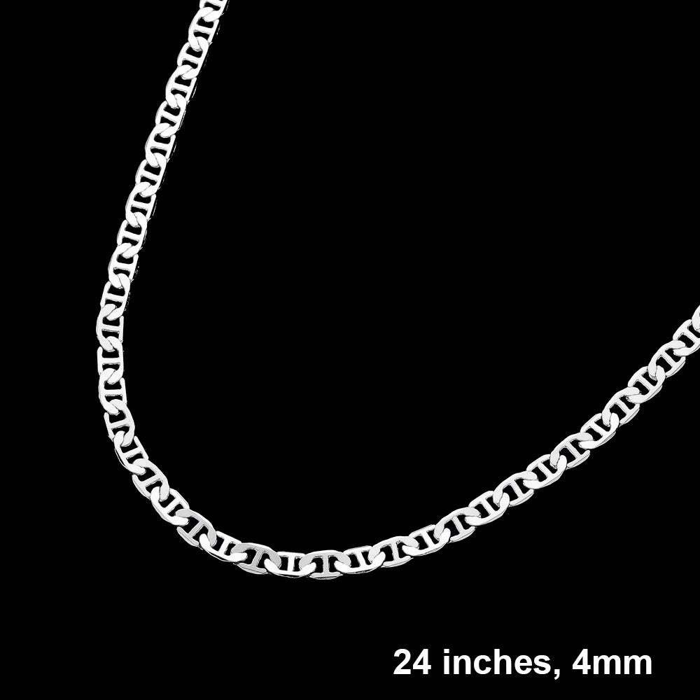 Silver Plated 24 Inch 4mm Mariner Metal Chain Necklace - Madeline Love - Flyclothing LLC
