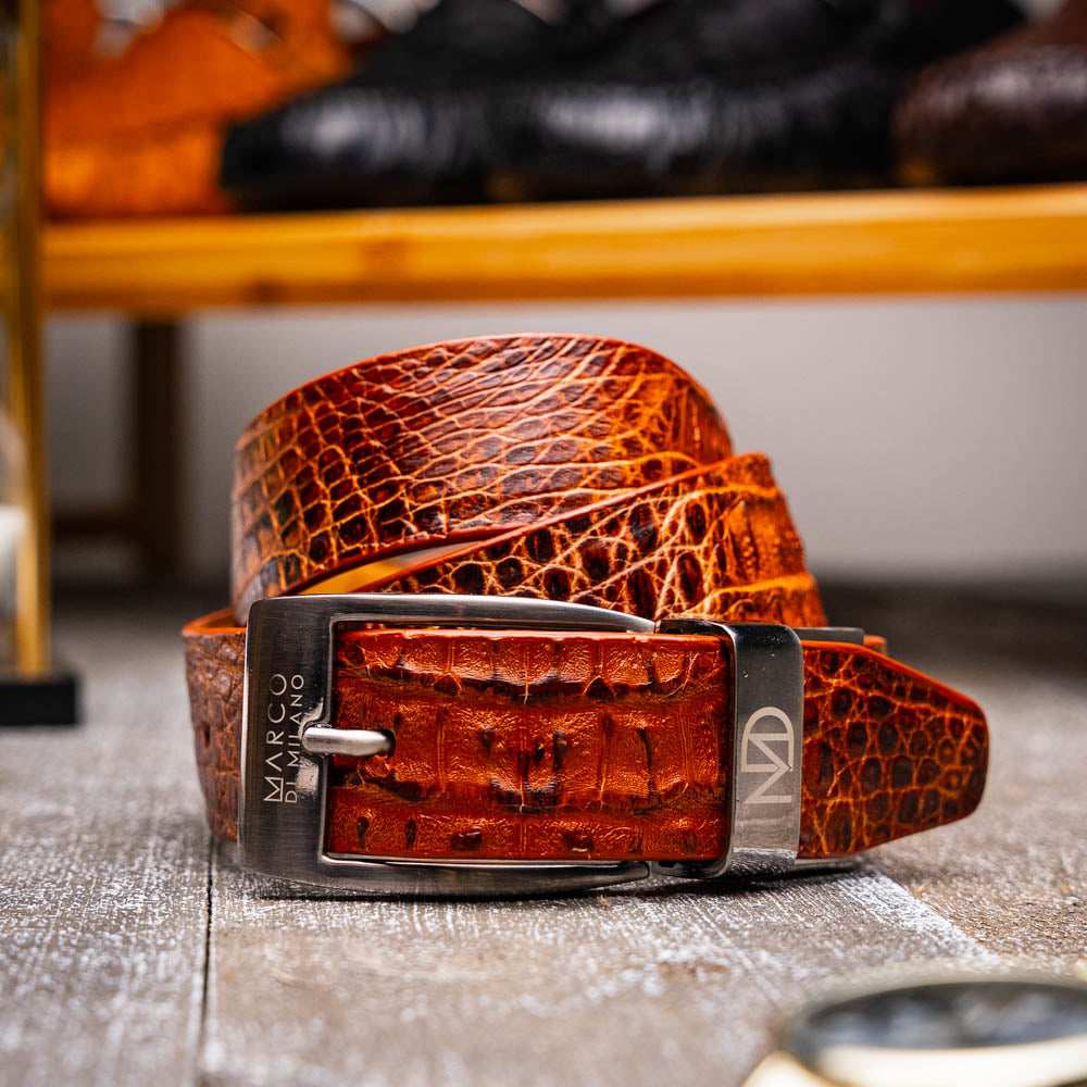 Silvio Belt Rustic Cognac - Marco Di Milano - Flyclothing LLC