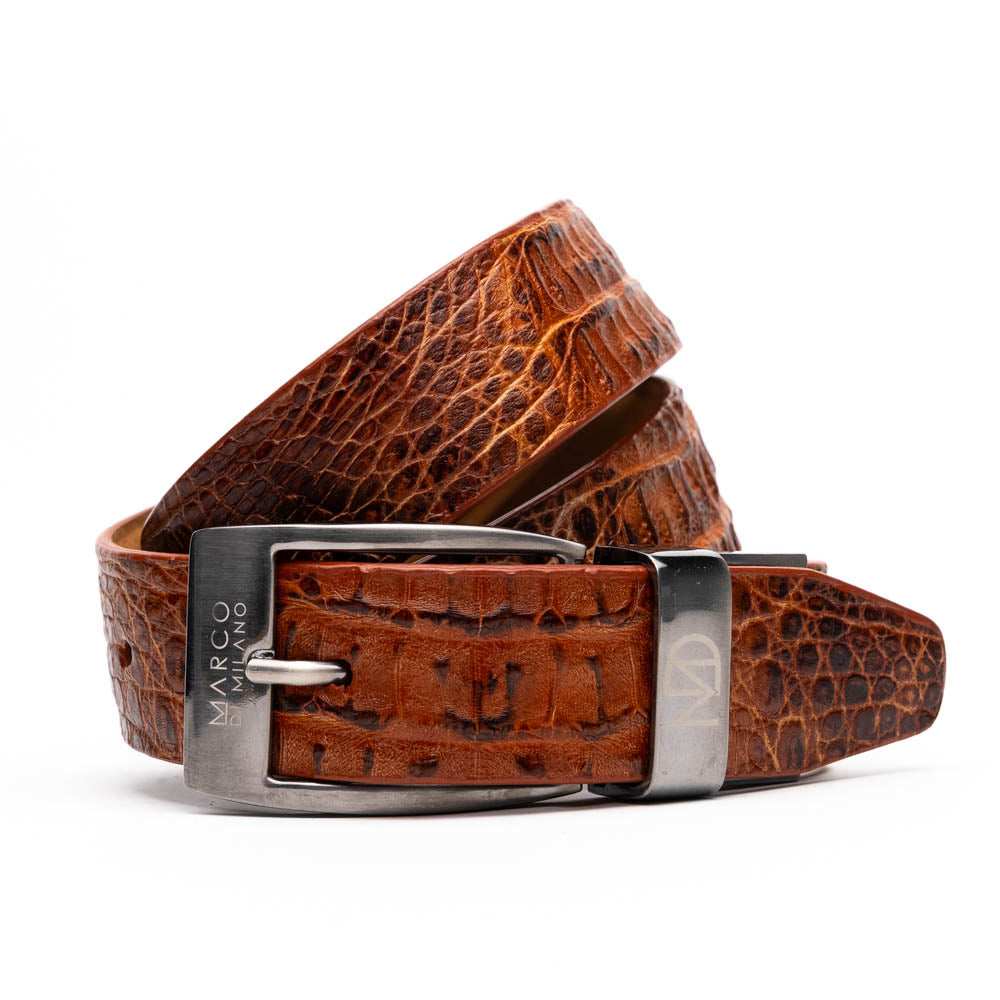 Silvio Belt Rustic Cognac - Marco Di Milano - Flyclothing LLC