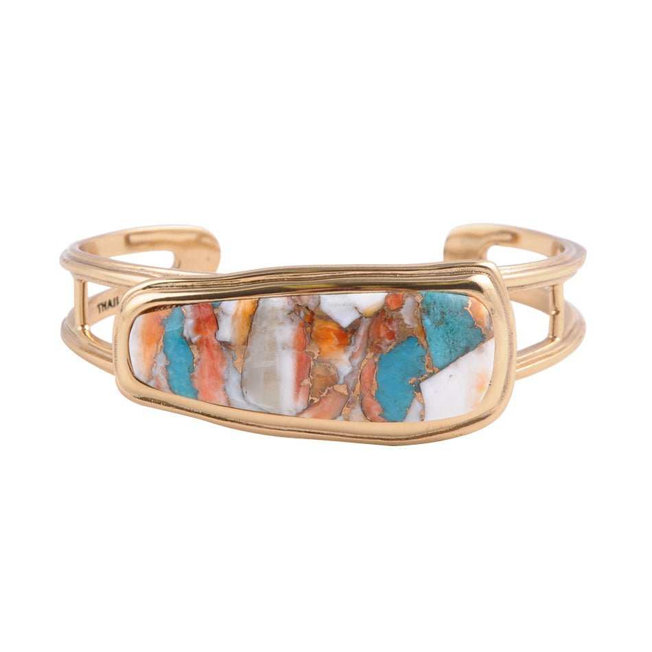 Simplicity Refined Blue Spiny Oyster/Turquoise Golden Bracelet - Barse Jewelry - Flyclothing LLC