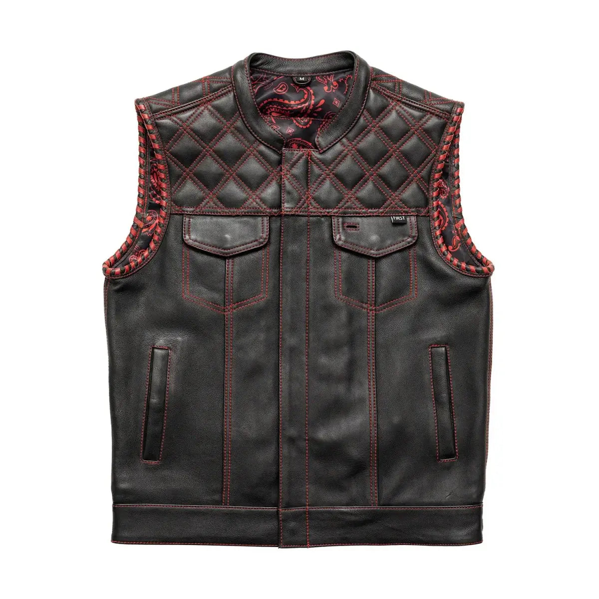 Sinister - Men's Motorcycle Leather Vest - First Manufacturing Company - Flyclothing LLC