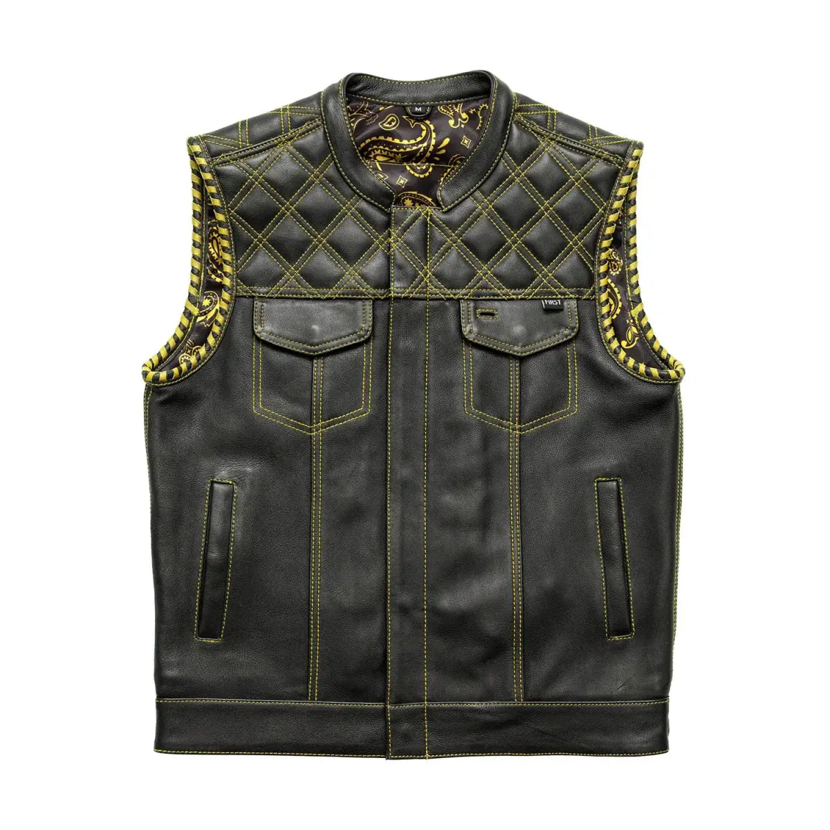 Sinister - Men's Motorcycle Leather Vest - First Manufacturing Company - Flyclothing LLC