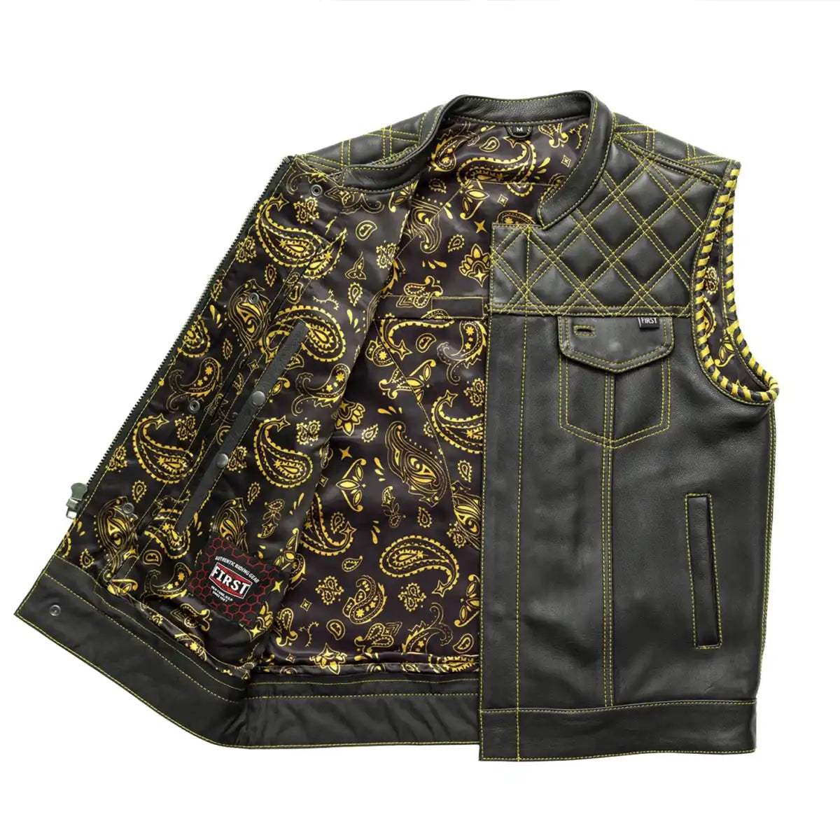 Sinister - Men's Motorcycle Leather Vest - First Manufacturing Company - Flyclothing LLC