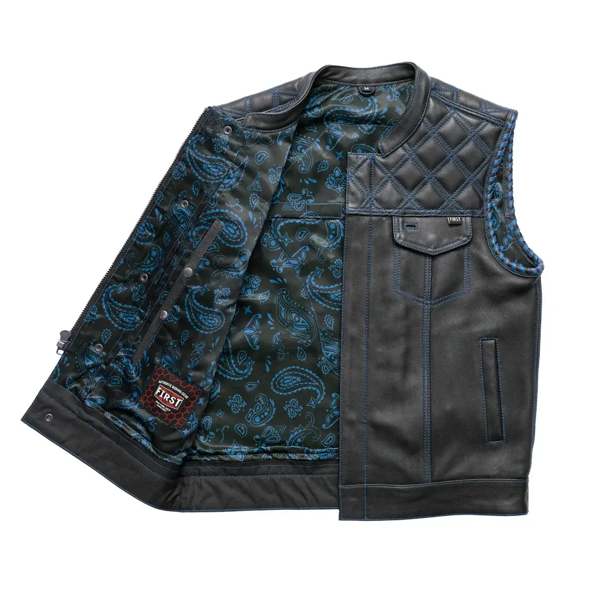 Sinister - Men's Motorcycle Leather Vest - First Manufacturing Company - Flyclothing LLC