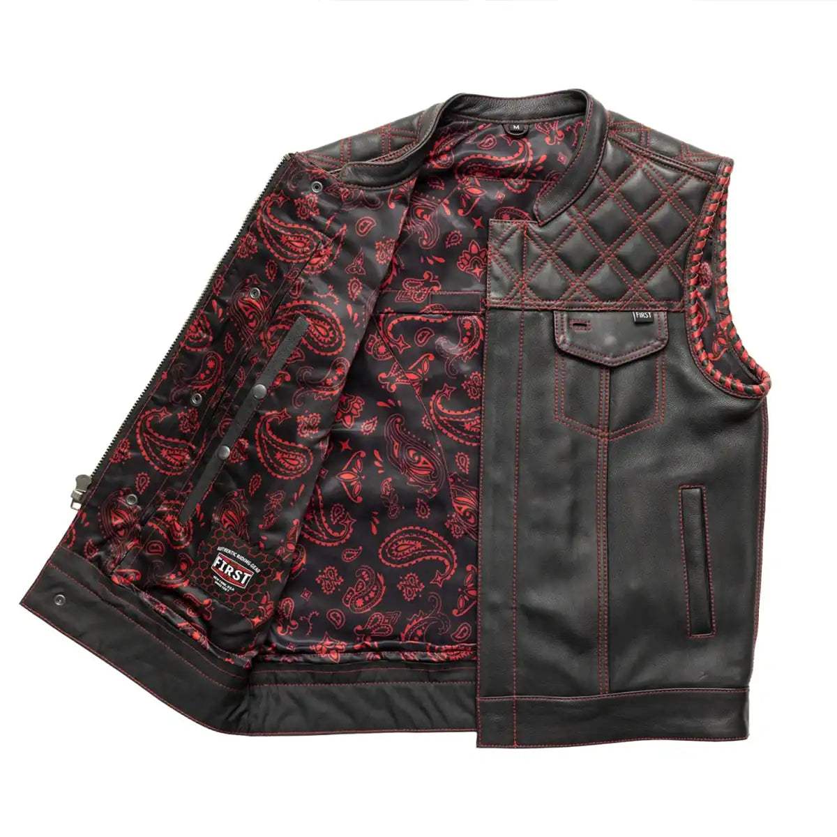 Sinister - Men's Motorcycle Leather Vest - First Manufacturing Company - Flyclothing LLC