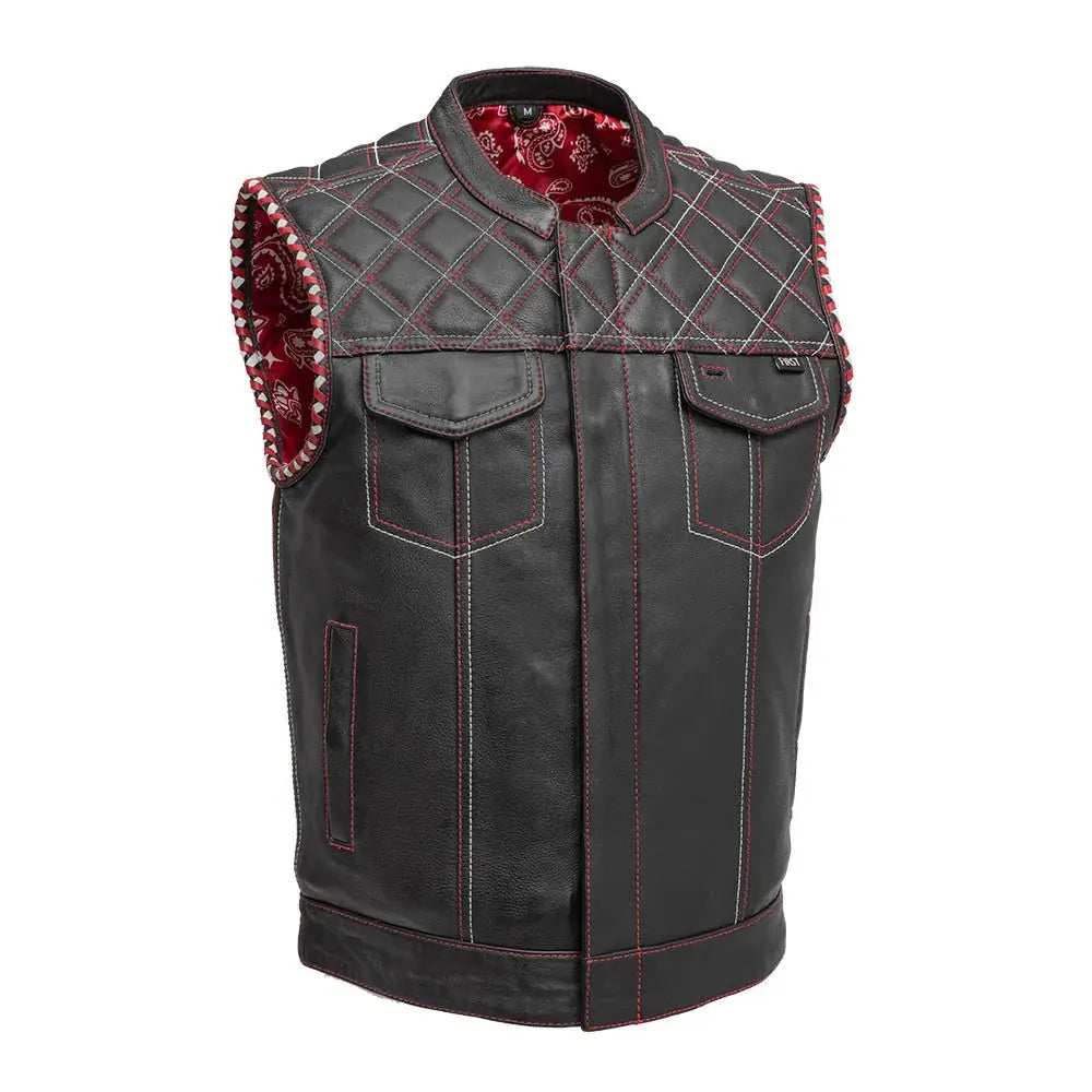 Sinister - Men's Motorcycle Leather Vest - First Manufacturing Company - Flyclothing LLC