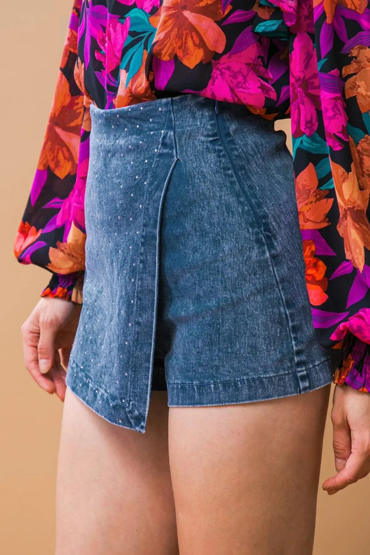 POSH POSITION DENIM SKORT - Flying Tomato - Flyclothing LLC