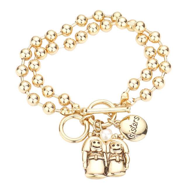 Sister Pearl Charm Toggle Bracelet - Madeline Love - Flyclothing LLC
