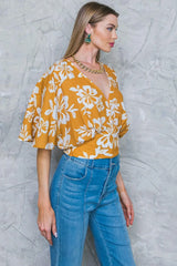 LET THE LIGHT IN BROWN WOVEN TOP - Flying Tomato - Flyclothing LLC
