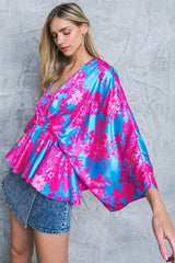 HERE WE GO AGAIN BLUE WOVEN TOP - Flying Tomato - Flyclothing LLC