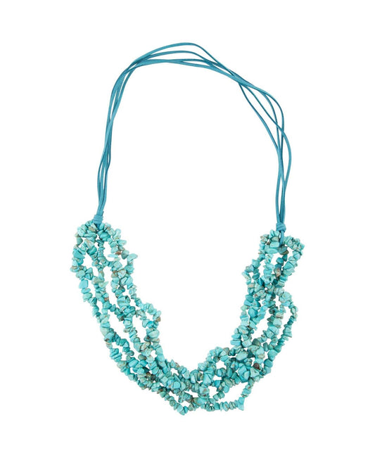 Six Strand Blue Turquoise Magnesite and Leather Statement Necklace - Barse Jewelry - Flyclothing LLC