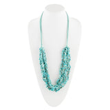 Six Strand Blue Turquoise Magnesite and Leather Statement Necklace