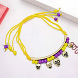 Skull Charm Beaded Adjustable Cinch Pull Tie Bracelet - Madeline Love - Flyclothing LLC