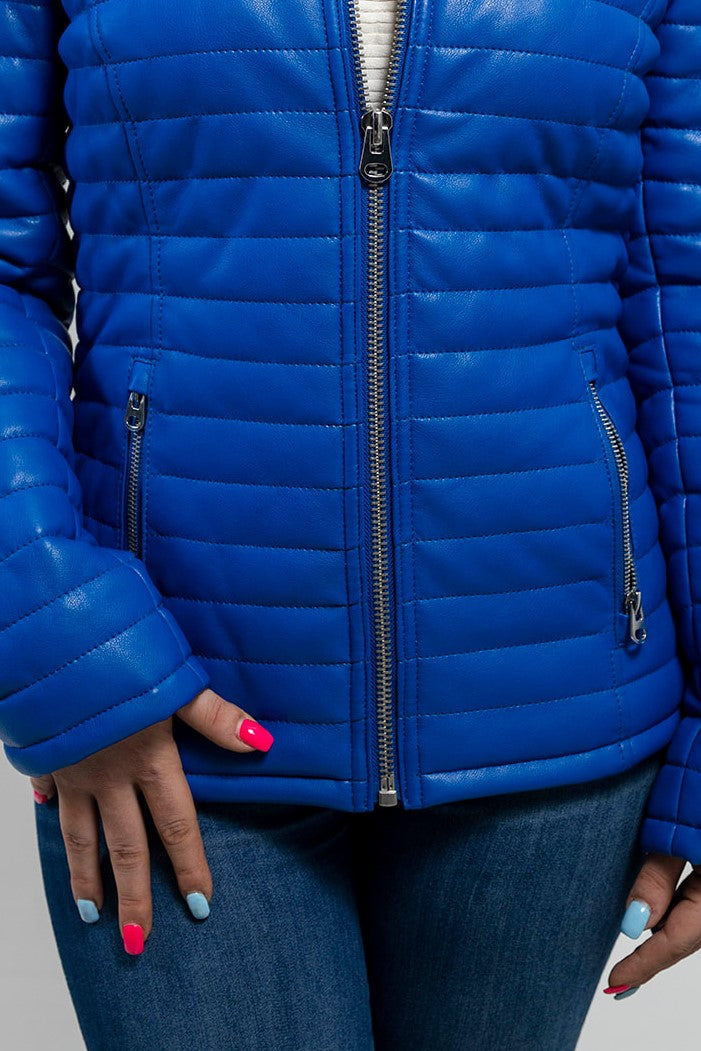 Skylar Women's Faux Leather Puffer Jacket - Whet Blu NYC - Flyclothing LLC