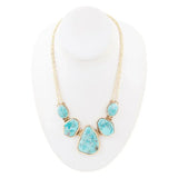 Slabs of Blue Turquoise Golden Statement Necklace - Barse Jewelry - Flyclothing LLC