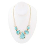 Slabs of Blue Turquoise Golden Statement Necklace - Barse Jewelry - Flyclothing LLC